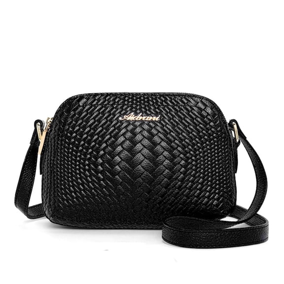 Aidrani genuine leather woven pattern fashionable and versatile black cowhide women's one shoulder crossbody bag