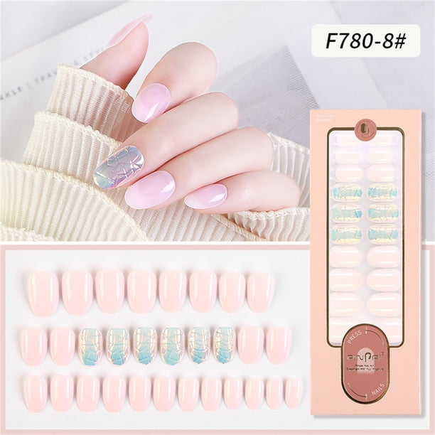 Uñas postizas a presión, regalos para mujeres, nuevas uñas postizas reutilizables desmontables con punta larga, parches para usar, fijas y fáciles de usar.