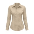 thumbnail image 5 of IUYRTFE Women Lapel Collar Button Down Long Sleeve Shirt for Casual Office Daily Wear, 5 of 6