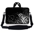thumbnail image 2 of LSS Pochettes pour Ordinateur Portable (Fleurs Noir et Blanc), 2 of 4