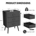 thumbnail image 2 of Night Stand Set of 2, Led Nightstands with Charging Station and Remote Control, Modern Bedside Table with Fabric Drawers Wooden End Tables for Bedroom Small Spaces (3 Drawers, Black), 2 of 17