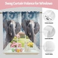 thumbnail image 3 of Swag Curtains Valances for Windows, Funny Elephants Bubbles Short Kitchen Window Curtains Over Sink, Gray Blue Cafe Curtains Panel Set Of 2,Rod Pocket, 45 Inches Length, 3 of 8