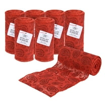 Love, Laugh, Craft Jute Burlap Precut Ribbon, 6"W x 5-Yards, 7-Pack, 740-24KIT, Red Paisley Glitter