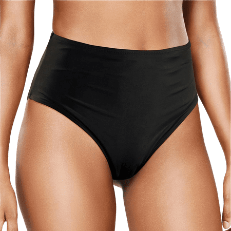 Hogloyecr Women s Swim Bottom High Waist Retro Basic Full Coverage Bikini Tankini Swimsuit BriefsBlackS