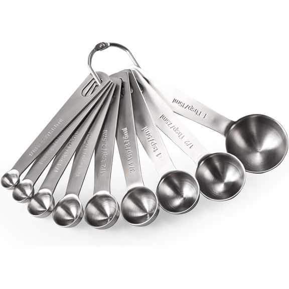 Hisekaai Stainless Steel Modern 9-Pcs Collapsible Measuring Spoons Set Silver