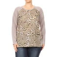 thumbnail image 1 of Women Plus Size Leopard Print Striped Sleeves Blouse Tunic Top Multi 3XL (SE16018-2), 1 of 5