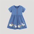 thumbnail image 2 of HAOTAGS Summer Girls Dresses,Button Front Polka Short Sleeved Causal Dress Blue 2 T, 2 of 7