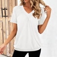 thumbnail image 5 of jobturf Blouses for Women Dressy Casual Pleated Front V&nbsp;Neck T Shirts Breathable Short Sleeve Summer Tops Vacation Work Basic Tees S-XXL, 5 of 7