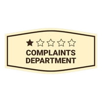Signs ByLITA Fancy Complaints Department Funny Office Sign (Ivory/Dark Brown) - Medium