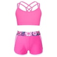 thumbnail image 2 of YONGHS Girls Sleeveless Crop Top with Boyleg Shorts Suit Dance Sports Swim 2 Pcs Training Outfits Rose 14, 2 of 7