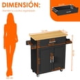 thumbnail image 4 of Isla de Cocina Madera Carrito de Almacenamiento con Estante Ajustable, 4 of 10