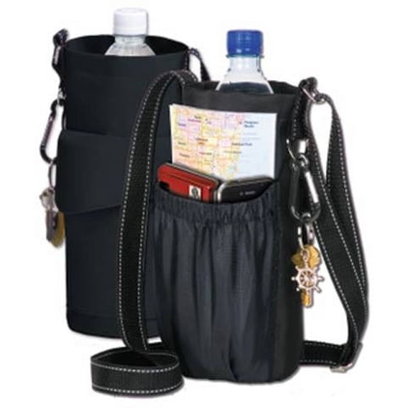 The Go Caddy Water Bottle Holder ~  cylindrical tote bag ~ fits bottles up to 1.5 liter