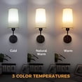 thumbnail image 3 of Battery Operated Wall Sconces Set of Two, Wireless, Rechargeable No Wiring Wall Lamp/Light for Bedroom, Black, 3 of 8