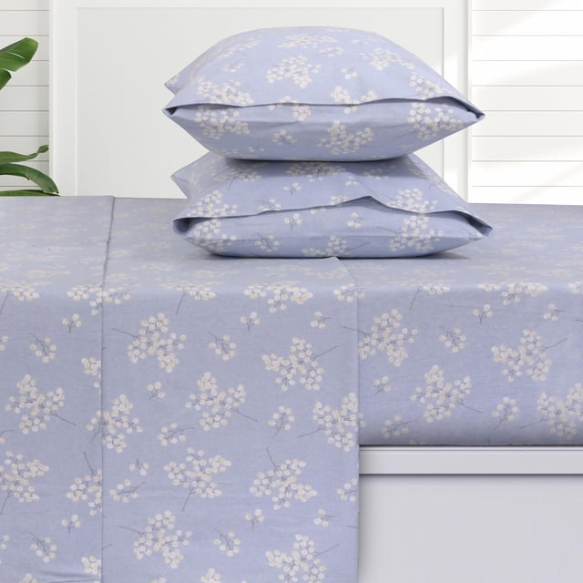 Juego de sábanas Tribeca Living Giovanna Floral 100% de franela de algodón