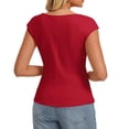 thumbnail image 6 of Womens Twist Front Cap Sleeve Tops Crew Neck Slim Fit Dressy Casual Blouses Business Office Work Fashion Shirts Elegant 2026 Summer, #01 Red, XL, 6 of 6