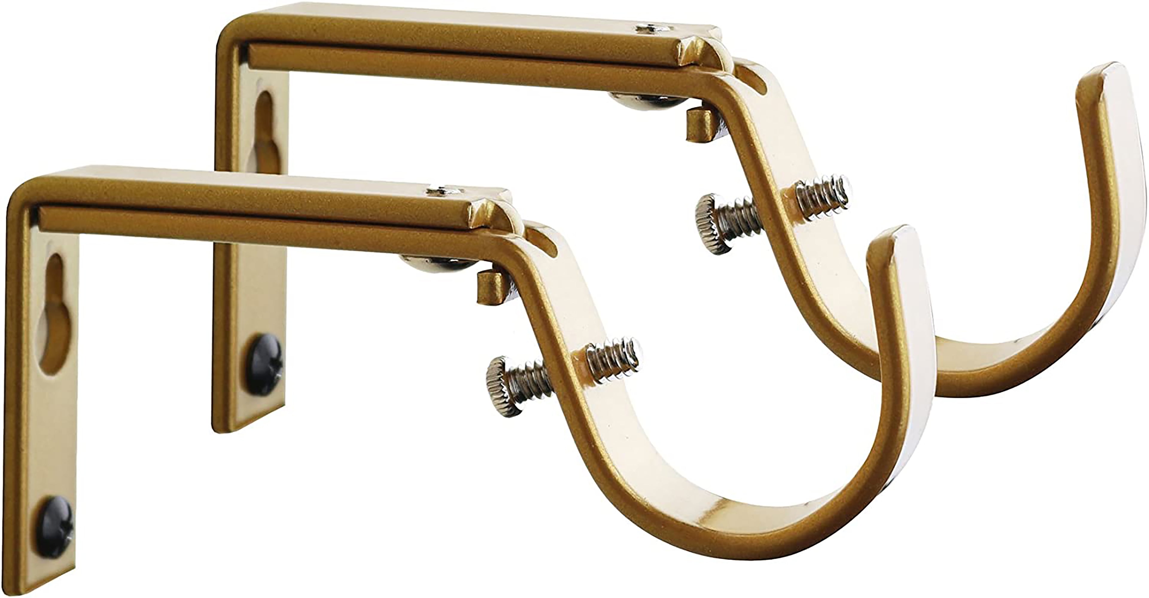 MERIVILLE Set of 2 Gold Curtain Drapery Rod Bracket for 1 1/4Inch Rod