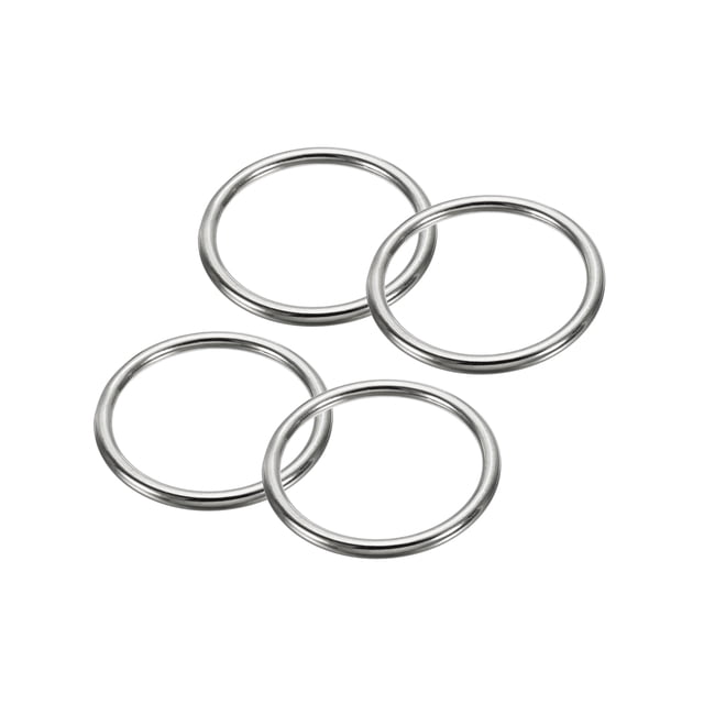 Unique Bargains 2.4" Seamless Metal O Rings, 4 Pack 304 Stainless Steel O-Ring Solid Round Rings for Macrame, DIY Craft,6x60mm