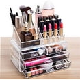 thumbnail image 1 of Organizador de maquillaje Cq, acrílico transparente, apilable, 4 cajones, 2 unidades, 1 of 7