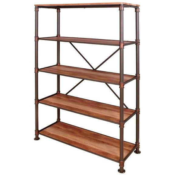 Furniture of America Gee Industrial Metal 4-Shelf Bookcase in Antique Black