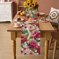 thumbnail image 2 of Pink Flowers Table Runner - 36 Inch Long Spring Watercolor Floral Leaves Plants Beige Cotton and Linen Blended Dress Scarves Farmhouse Table Runner for Kitchen Dining, Coffee Table, 13" x 36", 2 of 8