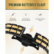 MagnetRX® Magnetic Bracelets for Men - EllipseMAX 5X Strength 5,000 Gauss Magnets - Premium Titanium Mens Magnetic Bracelet & Adjustable Length (Black/Gold)
