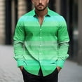 thumbnail image 2 of RYDCOT Men's Color Block Striped Print Sweatshirts Long Sleeve Lapel Collar Fall Shirts Tops Mint Green, 2 of 5