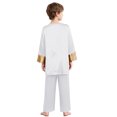 thumbnail image 6 of Miutii Kids Boys 2 Piece Worship Praise Dance Outfit Long Sleeve Metallic Pullover Top with Liturgical Pants Set White 6, 6 of 7