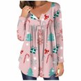 thumbnail image 2 of Pntutb Mujer Casual Navidad Impreso Jersey Cuello Redondo Manga Larga Botones Blusa tops Pntutb Pntutb-2321, 2 of 6