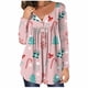 thumbnail image 2 of Puntoco Mujer Casual Navidad Impreso Jersey Cuello Redondo Manga Larga Botones Blusa tops Puntoco Puntoco-2323, 2 of 6