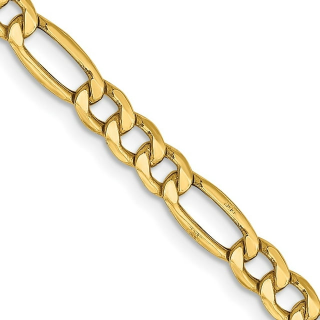 Diamond2Deal 14K Collier Chaîne Figaro Semi-Solide en Or Jaune 4.2mm pour Femmes 24 Pouces