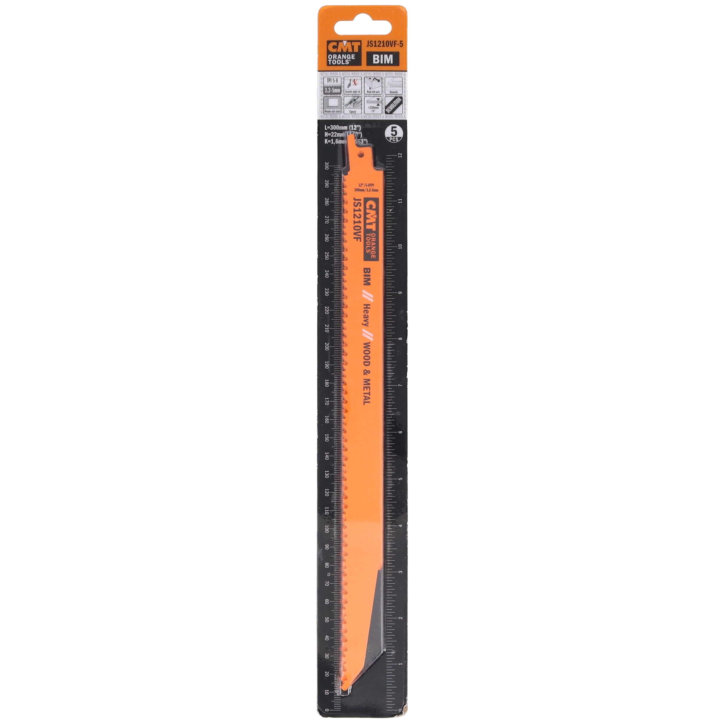 CMT JS1210VF-5 5-8 TPI 5-Piece 11-Inch Bimetal Saw Blades for Reciprocating Saws