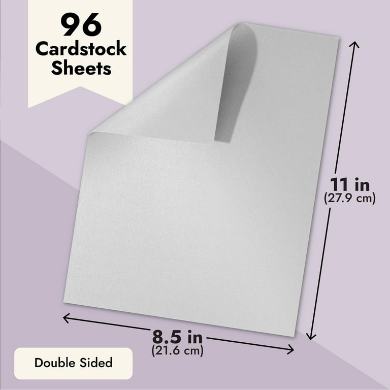 96 Sheet Silver Shimmer Metallic Cardstock, Double-Sided Paper for