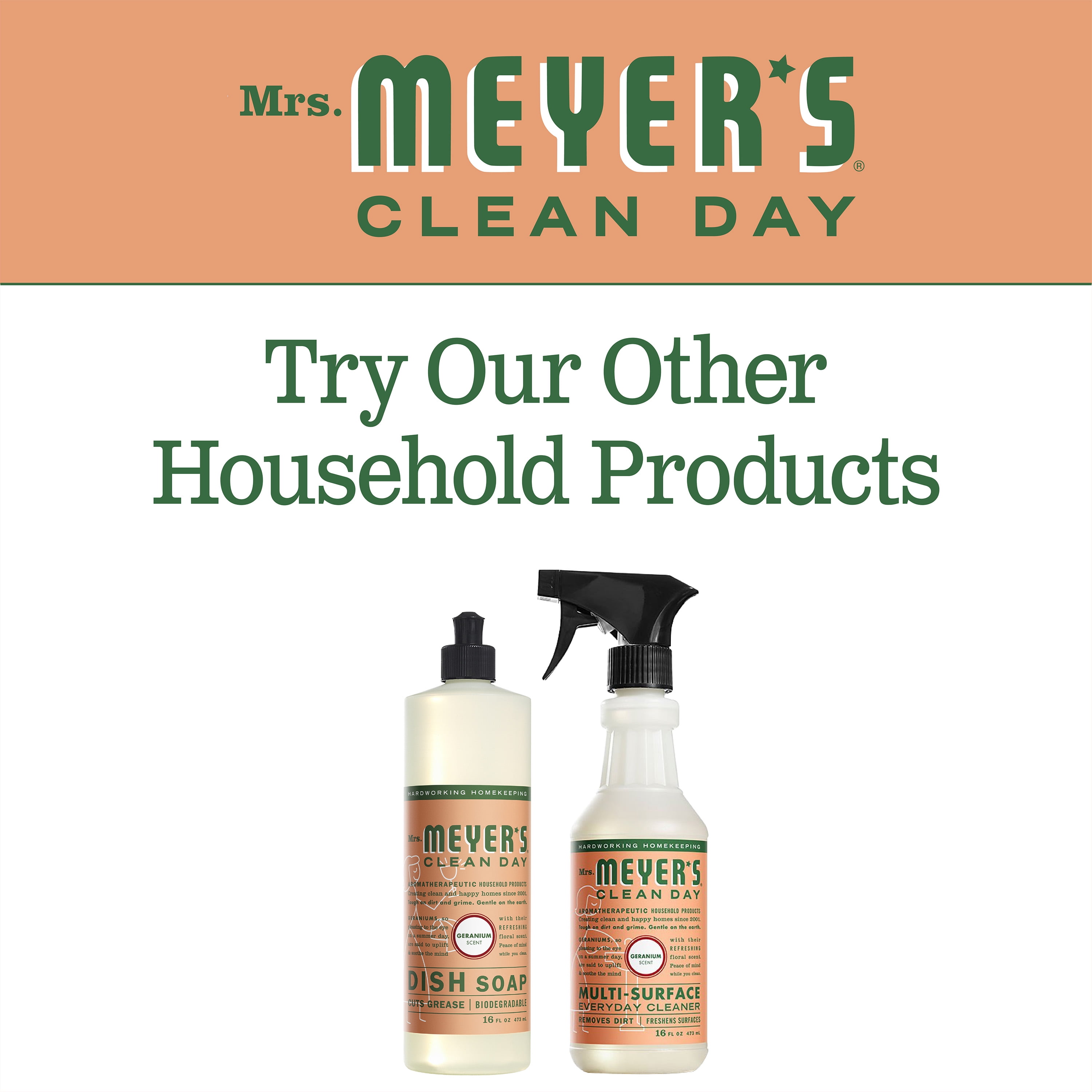 Mrs. Meyer's Clean Day Liquid Dish Soap, Geranium Scent, 16 Fluid Ounce, 3 Count