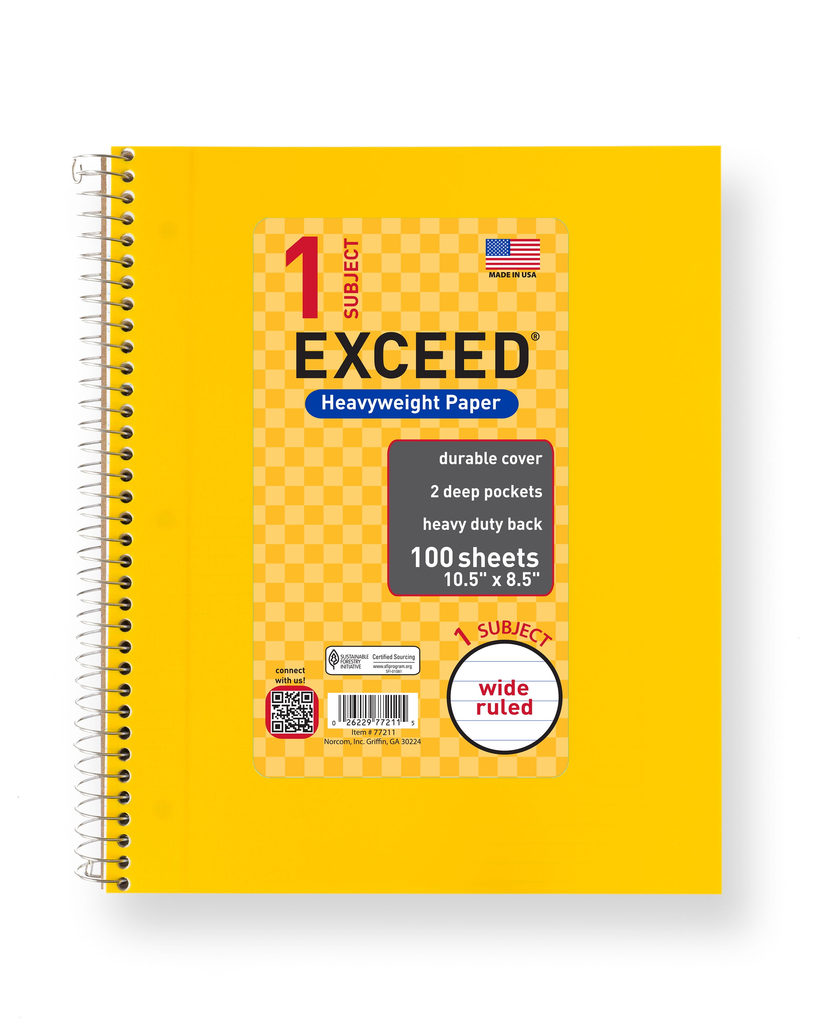 Exceed 1 Subject 100 Count Notebook, Yellow Mustard, 10.5' x 8.5'