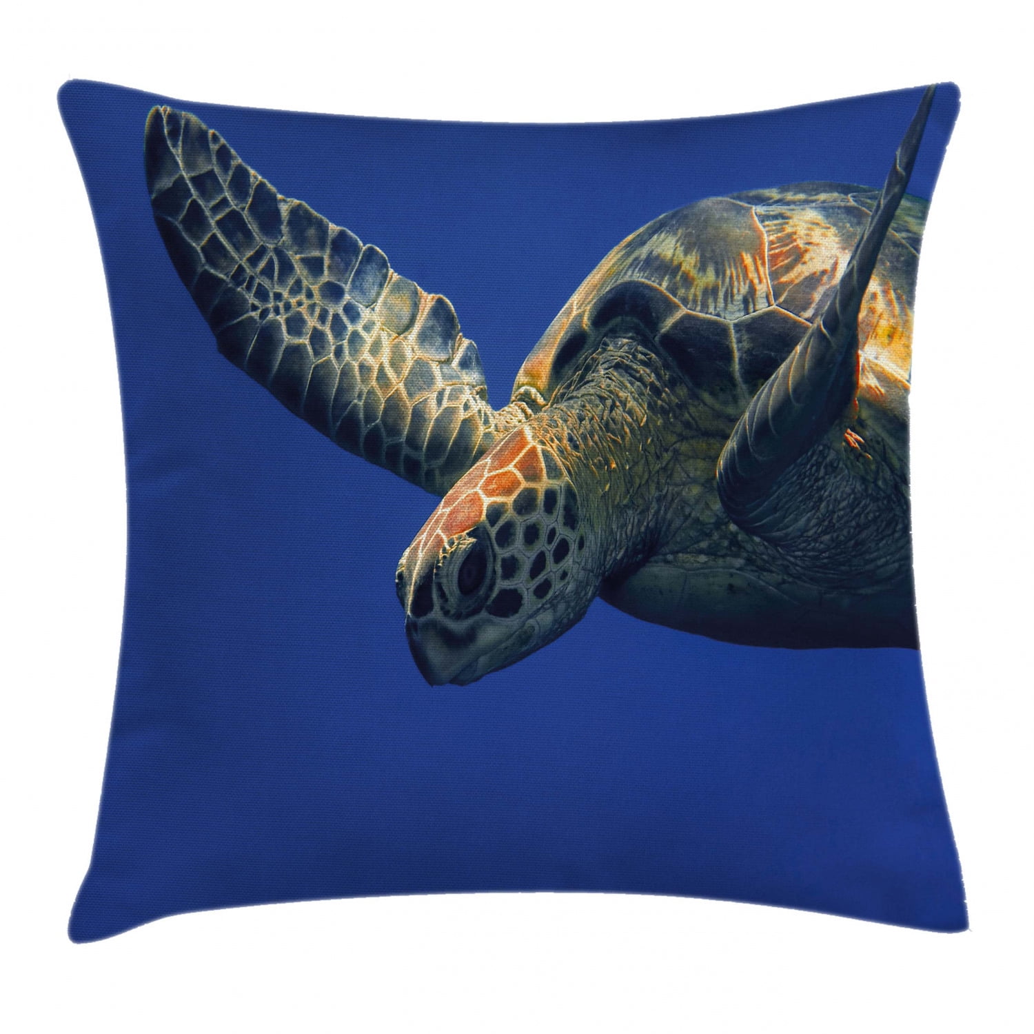 Turtle Throw Pillow Cushion Cover, Close Up Photo of Green Turtle at Sipadan Borneo Malaysia