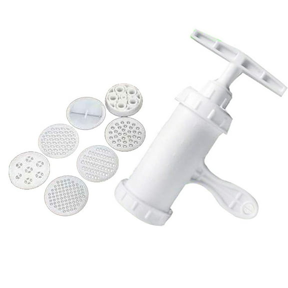 Aloha Household Mini Manual Noodle Maker Press Machine Pasta Noodle Maker for Home (Press Noodle Machine 7pcs Molds White)