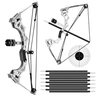BJBSJSZ Mini Compound Set, Metal, Silver, 12 Arrows, 5.9in