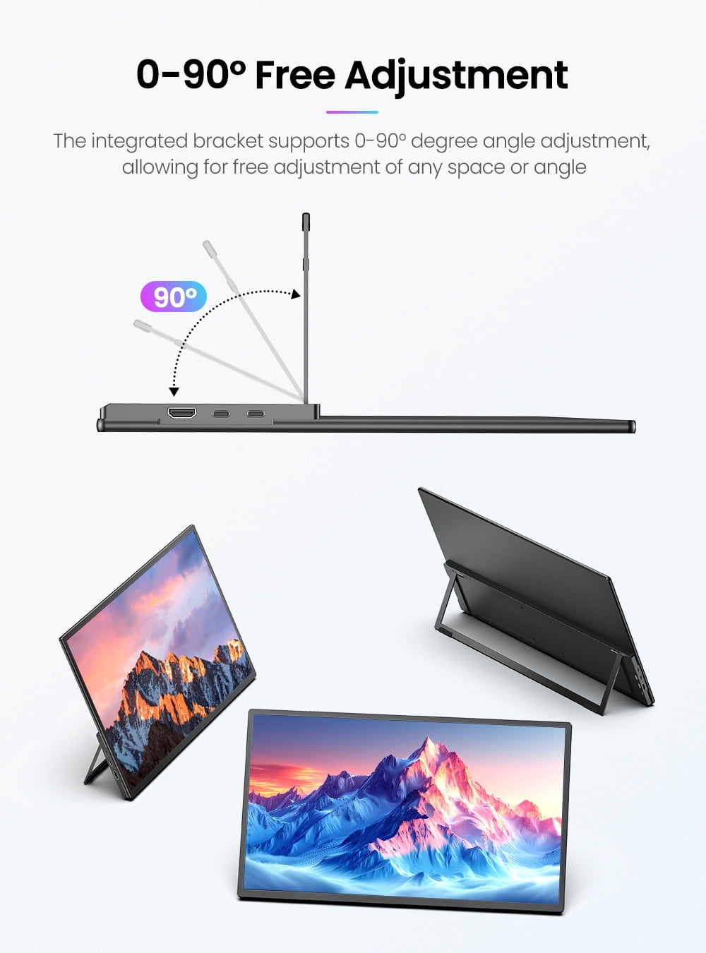Portable Monitor 21.5" FHD 110% sRGB 120Hz IPS HDR HDMI USB-C Travel Monitor for Laptop MacBook PC Surface PS5 Xbox, Large External Display with Kickstand & Speakers, VESA Compatible