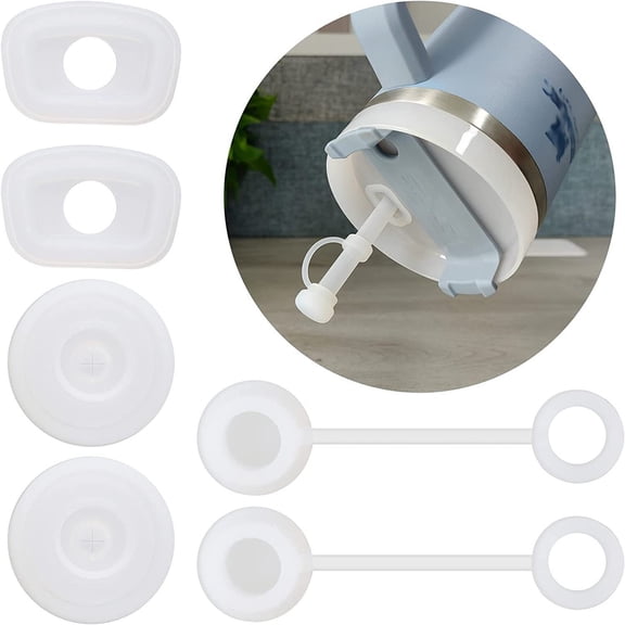 Glass & Bottle Accessories Set - 6 Piece Featuring Silicone Straw Caps Squeezable Stoppers and Leak-Proof Seals