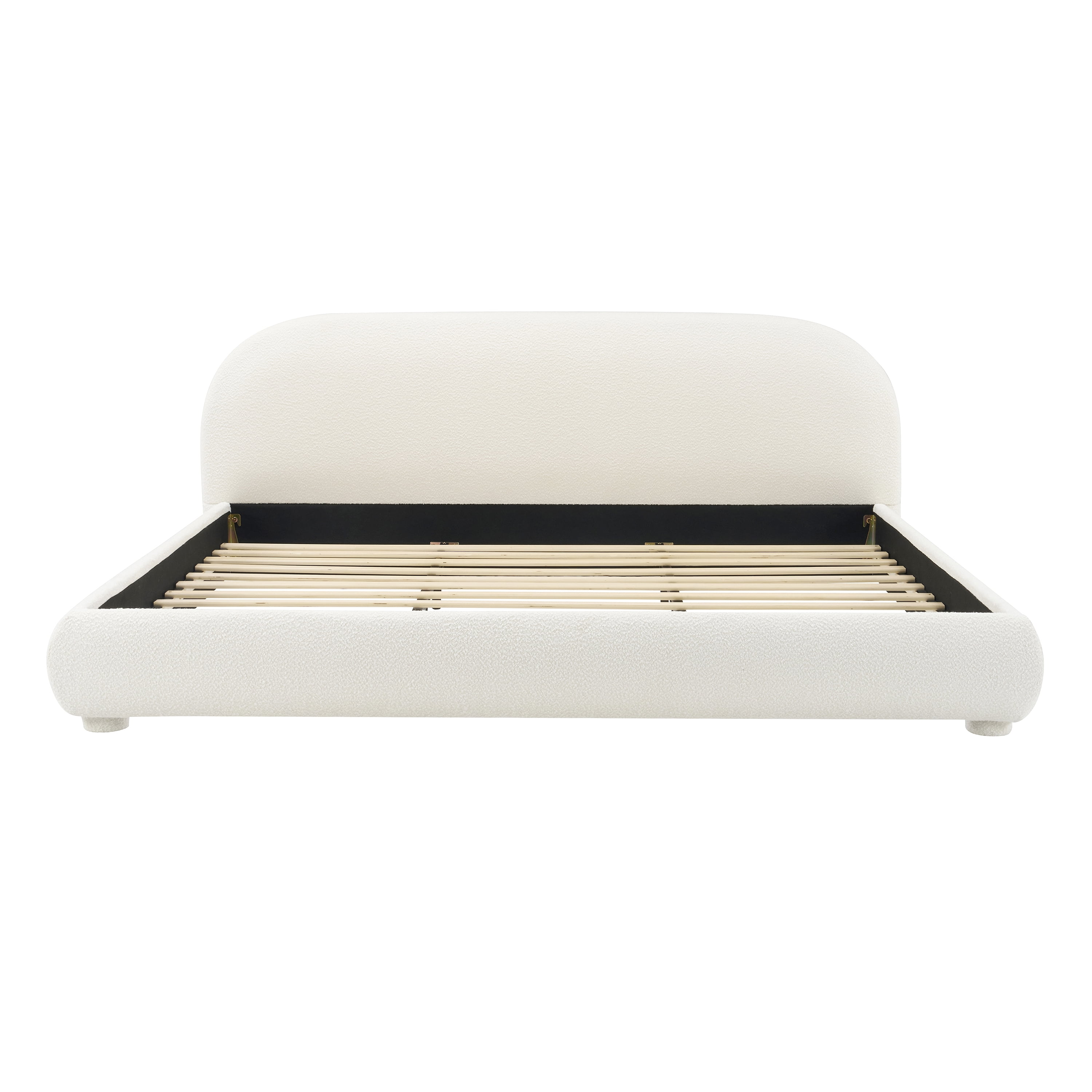 Noble House Lit rembourré Style Queen Cream, tête de lit en tissu texturé courbé avec cadre solide, blanc crémeux