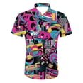 thumbnail image 4 of Telankuip Mens Carnival Hawaiian Short Sleeve Shirts Button down Funny Graphic All-Over Print Casual Beach Shirt Lightweight Comfortable Fashion Mardi Gras Festival Outfits 6-Pink S, 4 of 4