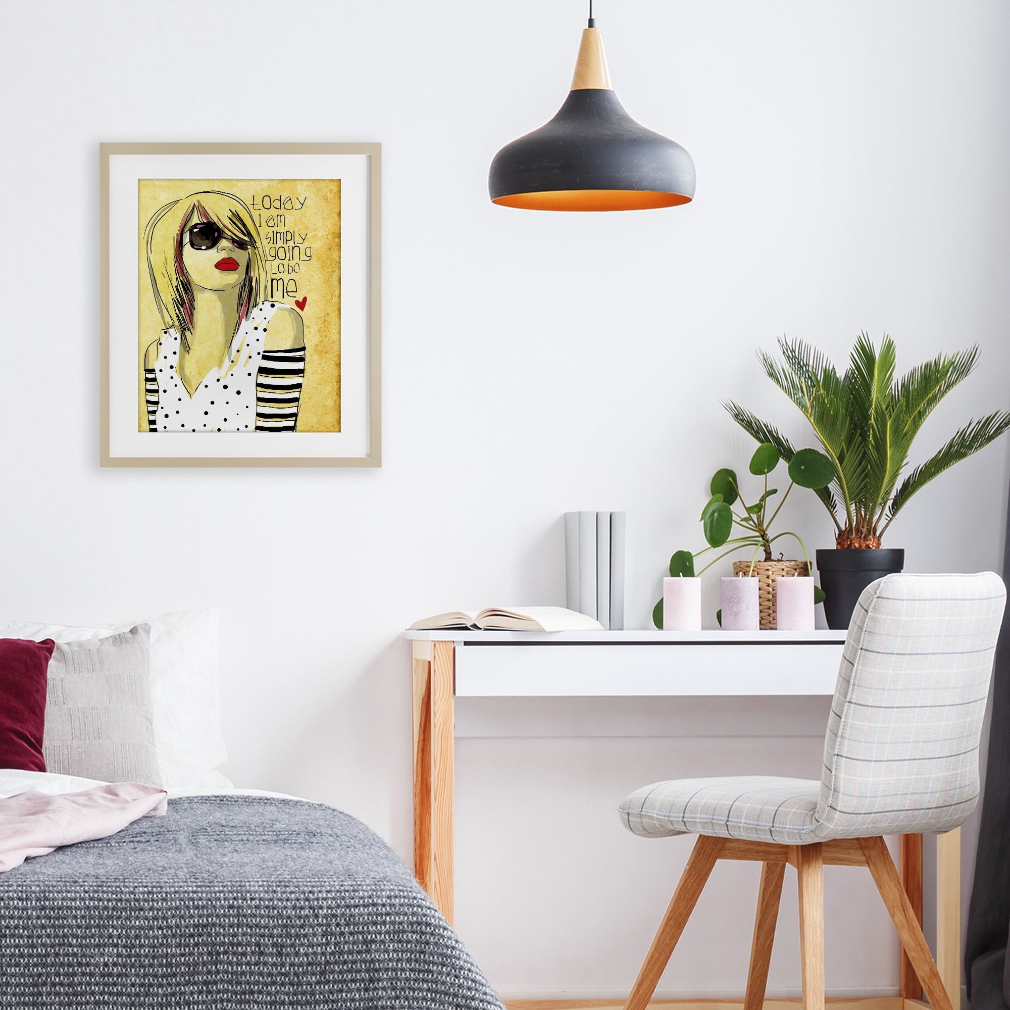 Stupell Industries Today I Am Simply Me Birch Framed Print Under Glass, design by Suzanne Millius