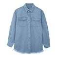 thumbnail image 4 of Women Fashion Washed Denim Shirt Jacket Autumn and Winter Personality Street Jacket Coat, 4 of 5