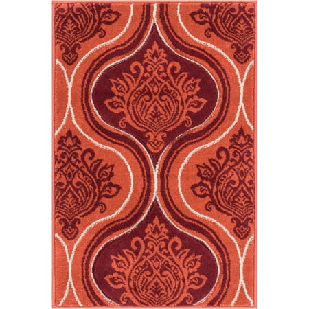 Bolla Damask Modern Moroccan Lattice Trellis Hand Carved Oriental Area Rug Easy to Clean Stain Fade Resistant Contemporary Thick Soft (Best Way To Clean Area Rugs)