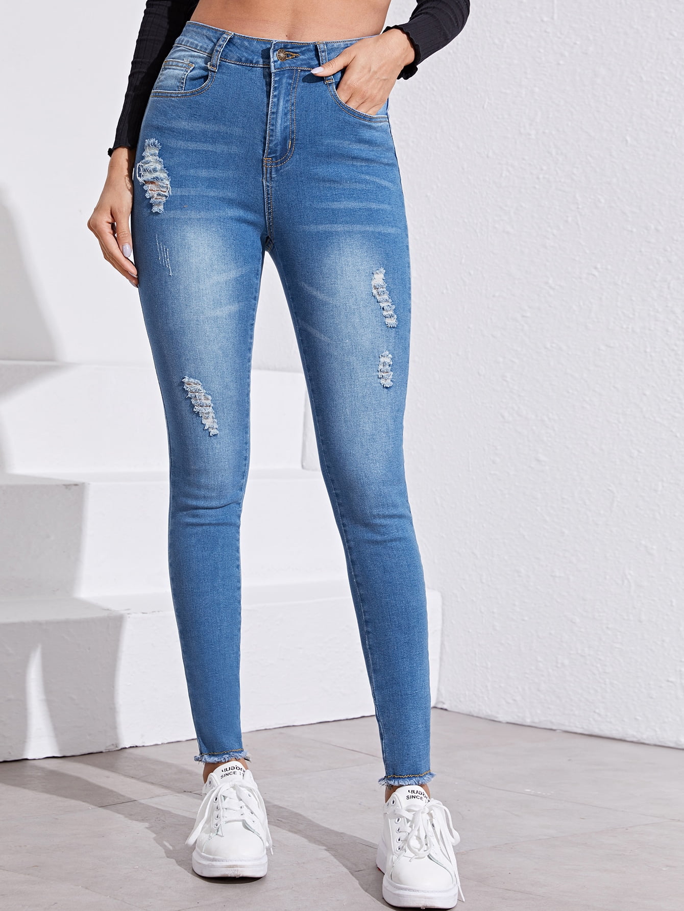 Women's High Waisted Ripped Jeggings 