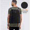 thumbnail image 6 of Black Drawstring Backpack Gym Bag For Men Women String Sports Backpack With Water Bottle Mesh Pockets And 2 Zippered Pocket Large Cinch Sackpack Workout Bag 16" x 20", 6 of 8