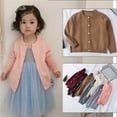 thumbnail image 4 of Meresysid Children Little Boys Girls Cardigan Long Sleeve Winter Button Thin V Neck Blouse Jacket Solid Color Coat Shirt Brown, 4 of 4