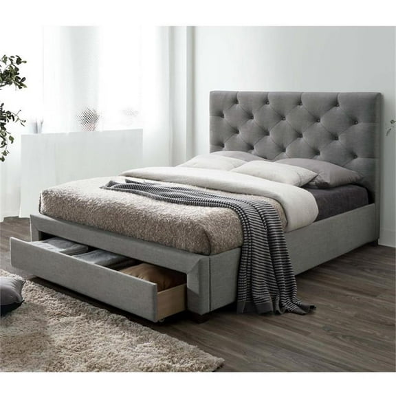Furniture of America Bethn Transitional Fabric Storage Queen Bed in Gray