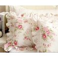 thumbnail image 1 of Kolachic Country Rose Roses Pink Floral Print Pillowcases Vintage Ruffles Bedding Pillow Covers Cotton Fabric Material Standard, 1 of 5