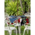thumbnail image 2 of Outdoor Tablecloth with Umbrella Hole and Zipper, Black Snowman Christmas Round Table Cloth 60 Inch Waterproof Tablecloth, Xmas Snowflake Botanical Picnic Table Cover for Patio Camping, 2 of 7